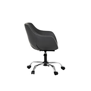 Krom Metal Ayaklı Ofis Çocuk Odası Çalışma Sandalyesi (ayarlanilabi̇li̇r) Deri̇ Monoko Gri