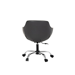 Krom Metal Ayaklı Ofis Çocuk Odası Çalışma Sandalyesi (ayarlanilabi̇li̇r) Deri̇ Monoko