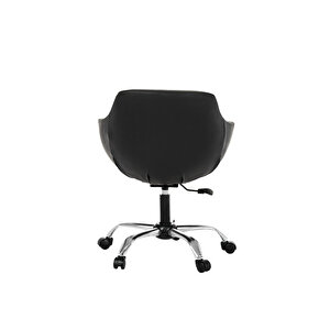 Krom Metal Ayaklı Ofis Çocuk Odası Çalışma Sandalyesi (ayarlanilabi̇li̇r) Deri̇ Monoko