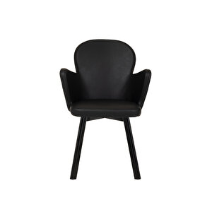 Salon/mutfak Sandalyesi̇(deri̇/si̇yah Ayak ) Kelebek Sabi̇t Siyah