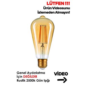 Flamanlı Rustik Led Ampul 6 Watt Armut Model Rustik Ampul Dekoratif Gün Işığı Ampül