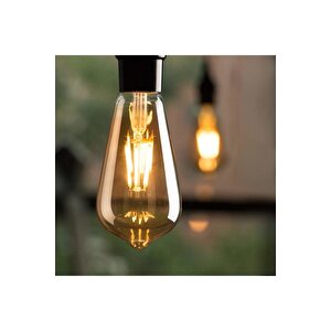 Edison Rustik Led Ampul 3'lü Eko Paket Amber E27 Duy Armut Tipi St64 Dekoratif