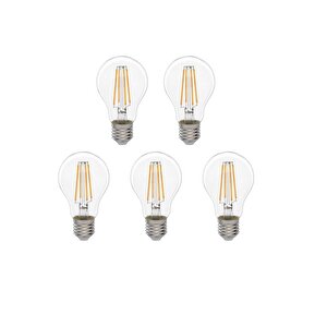 4w Rustik Led Ampul Şeffaf Cam 5 Adet A60 2700k Gün Işığı E27 Duy
