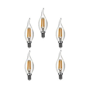 4w Dimmerli Avizeler Için Dekoratif Rustik Kıvrık Led Ampul E-14 Duylu 3200k Sarı Işık 5 Adet