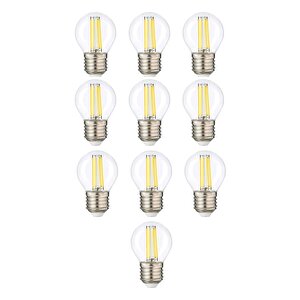 Erd-247 G45 6 Watt Şeffaf Cam Beyaz Işık Led Dekoratif Rustik Ampul-10 Adet (10 Lu Paket)
