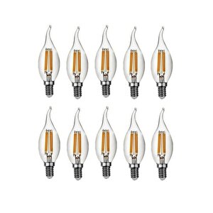 4w Avizeler Için Dekoratif Rustik Kıvrık Led Ampul E-14 Duylu Sarı Işık 10 Adet