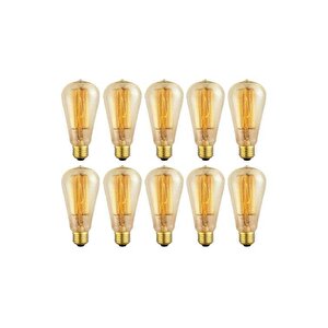 Flamanlı Armut St64 Modeli Dekoratif Rustik Ampul 40 Watt E27 Duy - 10 Lu Paket