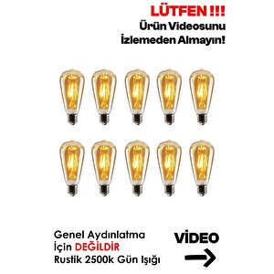 Flamanlı Armut St64 Modeli Dekoratif Rustik Ampul 40 Watt E27 Duy - 10 Lu Paket