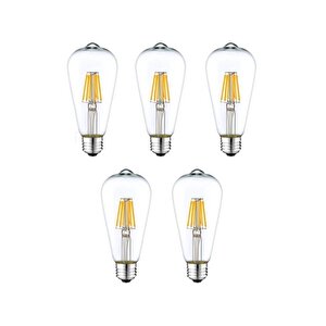 5 Adet St64 4w 6500k Beyaz Led Rustik 5'li Eko Paket Dekoratif Ampul Vintage Aydınatma