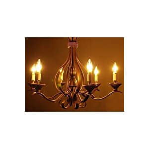 Rustik Led Ampul 4w E14 Ince Duy Dimmerli Gün Işığı 3200k Düz Mum Ampul 10 Adet