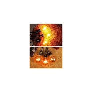 G95 Flamanlı Rustik 6w Led Ampul 5'li Dekoratif Vintage Aydınlatma Amber Rengi