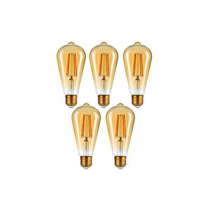 St64 Flamanlı 4w Rustik Led Ampul 5'li Paket Dekoratif Aydınlatma