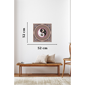 El Yapımı Üç Boyutlu Ahşap Mandala Yin Yang Duvar Sanatı
