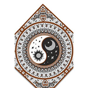 El Yapımı Üç Boyutlu Ahşap Mandala Yin Yang Duvar Sanatı