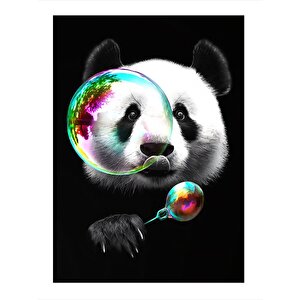 Baloncuk Üfleyen Panda Tasarım Mdf Tablo 25cmx 35cm 25x35 cm