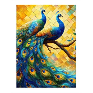 Tavus Kuşu Tasarım Ahşap Tablo 35cm X50cm 35x50 cm