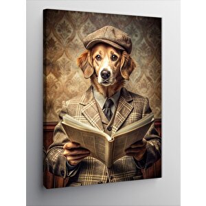Kanvas Tablo Gazete Okuyan Köpek