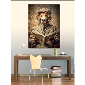 Kanvas Tablo Gazete Okuyan Köpek