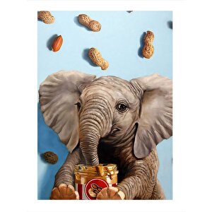 Fıstık Ezmesi Yiyen Fil Desenli Mdf Tablo 25cmx 35cm 25x35 cm