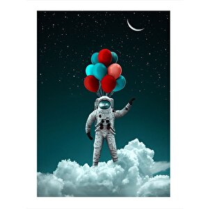 Balonlar Ve Astronot Tasarım Mdf Tablo 35cm X50cm 35x50 cm