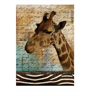 Gazete Fon Zürafa Model Mdf Tablo 25cmx 35cm 25x35 cm