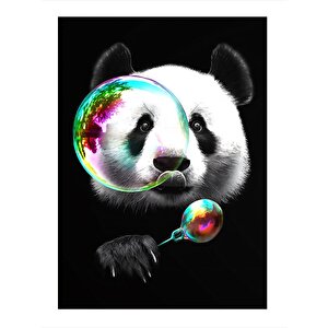 Baloncuk Üfleyen Panda Tasarım Mdf Tablo 25cmx 35cm 25x35 cm