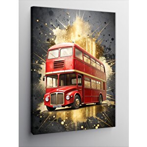 Kanvas Tablo Kırmızı Çift Katlı Otobüs 100x140 cm