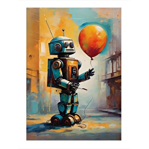 Balon Tutan Robot Modern Mdf Tablo 25cmx 35cm 25x35 cm