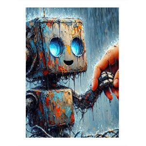 Küçük Robot Modern Mdf Tablo 35cm X50cm 35x50 cm