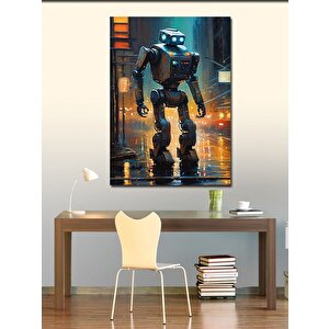 Kanvas Tablo Şehirdeki Robot