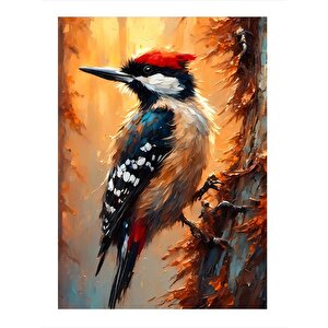 Ağaçkakan Kuşu Mdf Tablo 35cm X50cm 35x50 cm