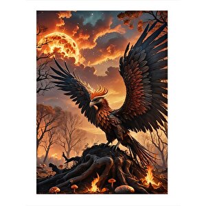 Alevli Anka Kuşu Art Mdf Poster 35cm X50cm 35x50 cm