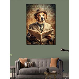 Kanvas Tablo Ve Çok Gazete Okuyan Köpek 70x100 cm