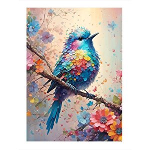 Daldaki Mavi Kuş Dekoratif Mdf Tablo 50cmx 70cm