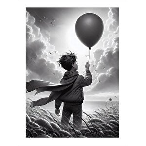 Balon Tutan Çocuk Desenli Mdf Tablo 35cm X50cm 35x50 cm