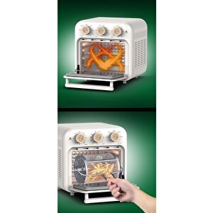 360° Derece Dönüş Sistemli 16 Lt Geniş Kapasiteli Zamanlayıcılı Yağsız Retro Fritöz Kaf-5556