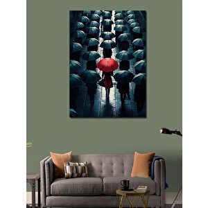 Kanvas Tablo Kırmızı Şemsiyeli Kadın 100x140 cm
