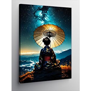 Kanvas Tablo Japon Şemsiyeli Kadın 100x140 cm