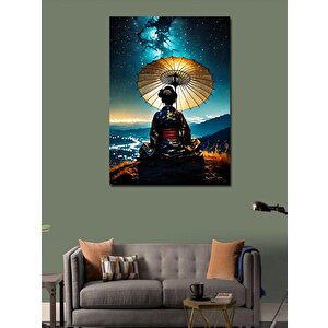 Kanvas Tablo Japon Şemsiyeli Kadın 100x140 cm