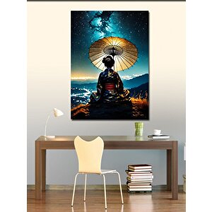 Kanvas Tablo Japon Şemsiyeli Kadın