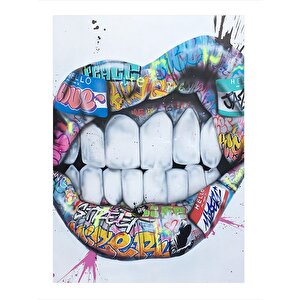 Pop Art Dudak Ve Diş Art Mdf Poster 35cm X50cm 35x50 cm