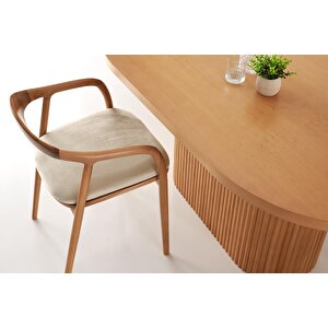 Asos Defne Ağaç Oval Yemek Masa Sandalye Takımı 90x160 cm