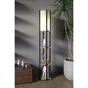 Retohome Retodesign Star Atlantik Çam Raflı, Kitaplıklı Lambader 4002