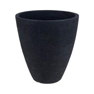 Yivli Antrasit Plastik Saksı Çap 39 Cm Yükseklik 42 Cm