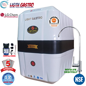 Light Gastro Beyaz 12 Litrelik Antibakteriyel Çelik Tanklı Pompalı Montaj Dahil Su Arıtma Cihazı