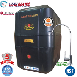 Light Gastro Si̇yah 12 Litrelik Antibakteriyel Çelik Tanklı  Su Arıtma Cihazı