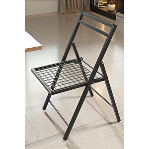 Retodesi̇gn 2 Adet Katlanir Si̇yah Metal Sandalye Mi̇nderli̇ 20242s