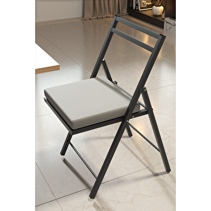 Retodesi̇gn 2 Adet Katlanir Si̇yah Metal Sandalye Mi̇nderli̇ 20242s