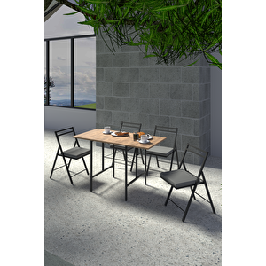 Retodesi̇gn 2 Adet Katlanir Si̇yah Metal Sandalye Mi̇nderli̇ 20242s