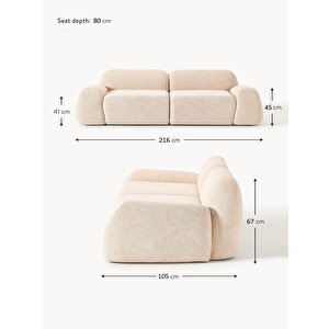 Mode Pier İkili Kanepe Koltuk 2 Modül 06 Bej Bukle Kumaş (dai̇reni̇ze Tesli̇m)